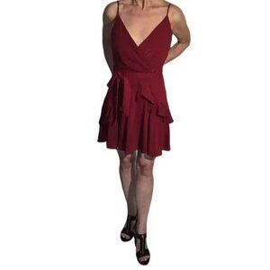 Trixxi Burgundy Fit & Flare Cocktail Dress | Large | Spaghetti Strap